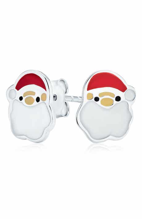 BLING JEWELRY Santa Enamel Stud Earrings
