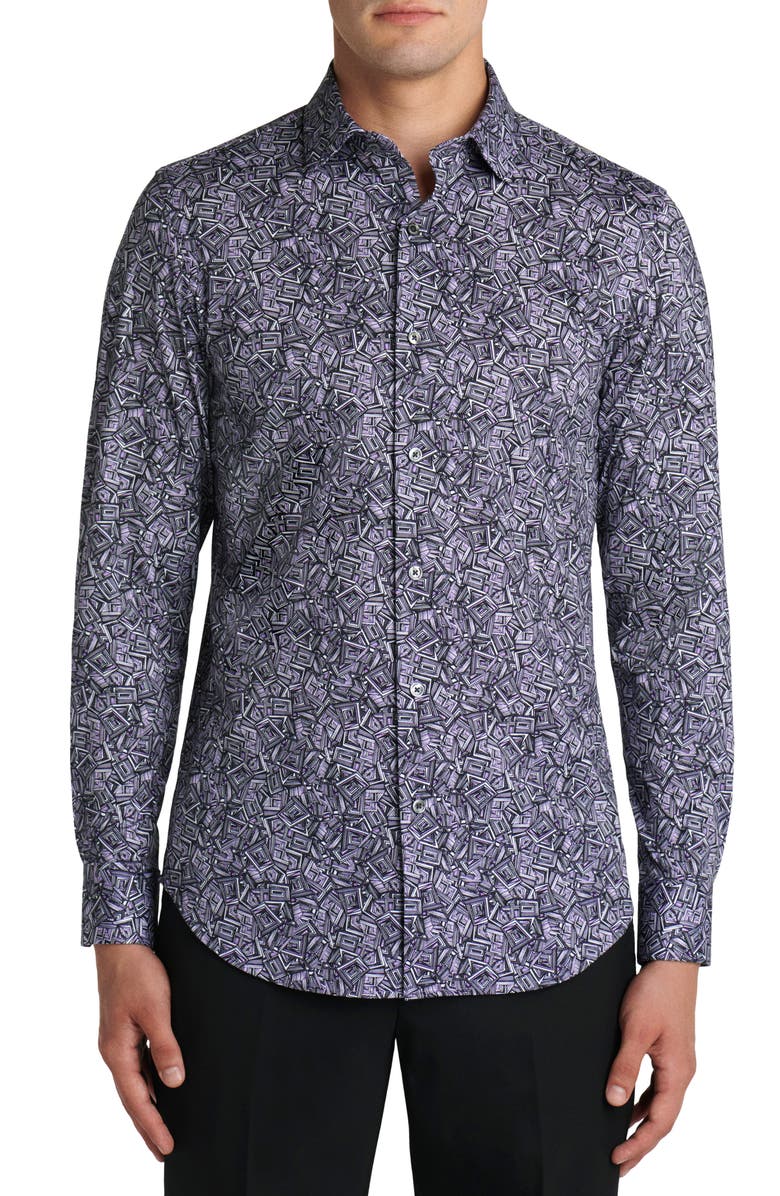 Bugatchi OoohCotton<sup>®</sup> Print Button-Up Shirt, Main, color, 