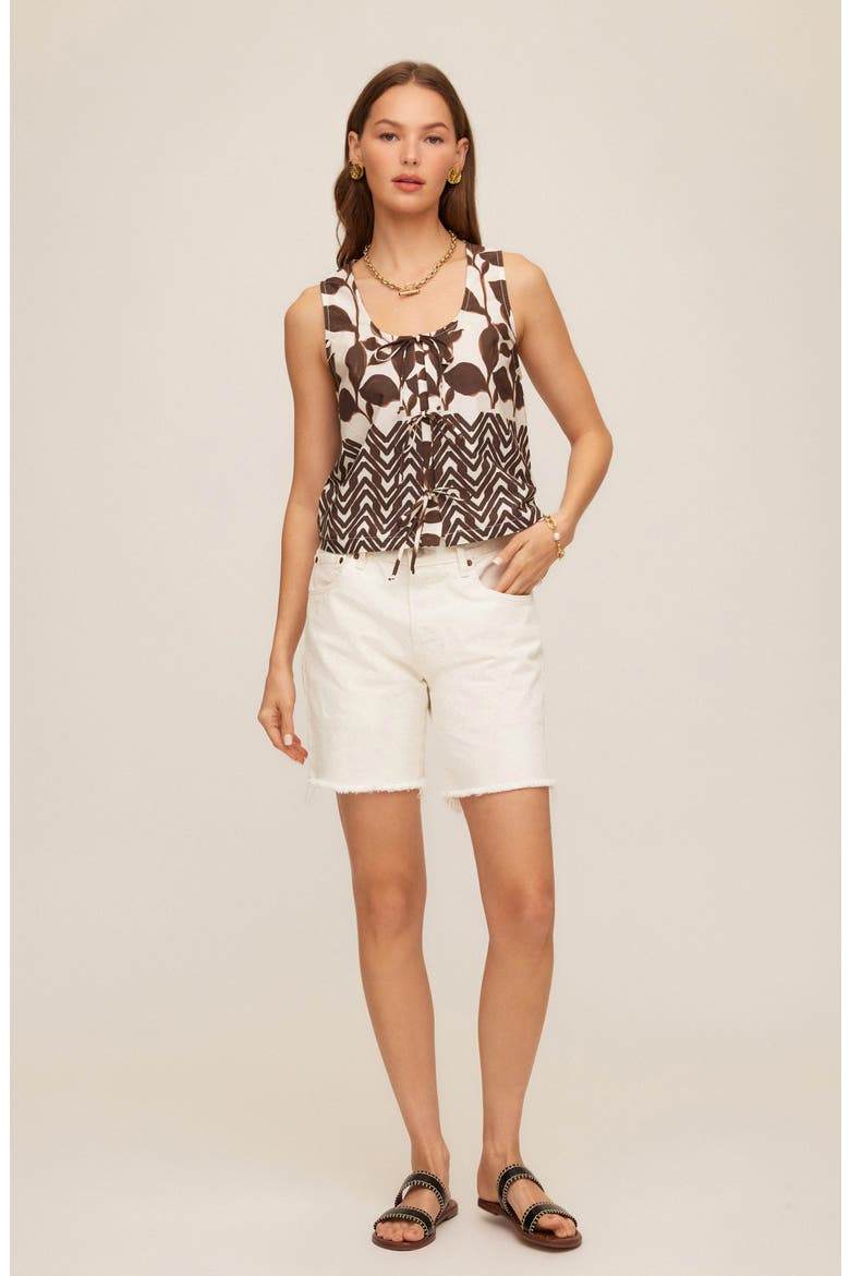 Emery Tie Front Sleeveless Cotton Top, Alternate, color, PRINT