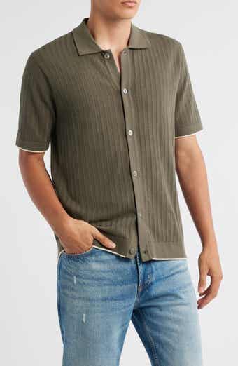 NN07 Nalo 6561 Short Sleeve Knit Cotton Button-Up Shirt