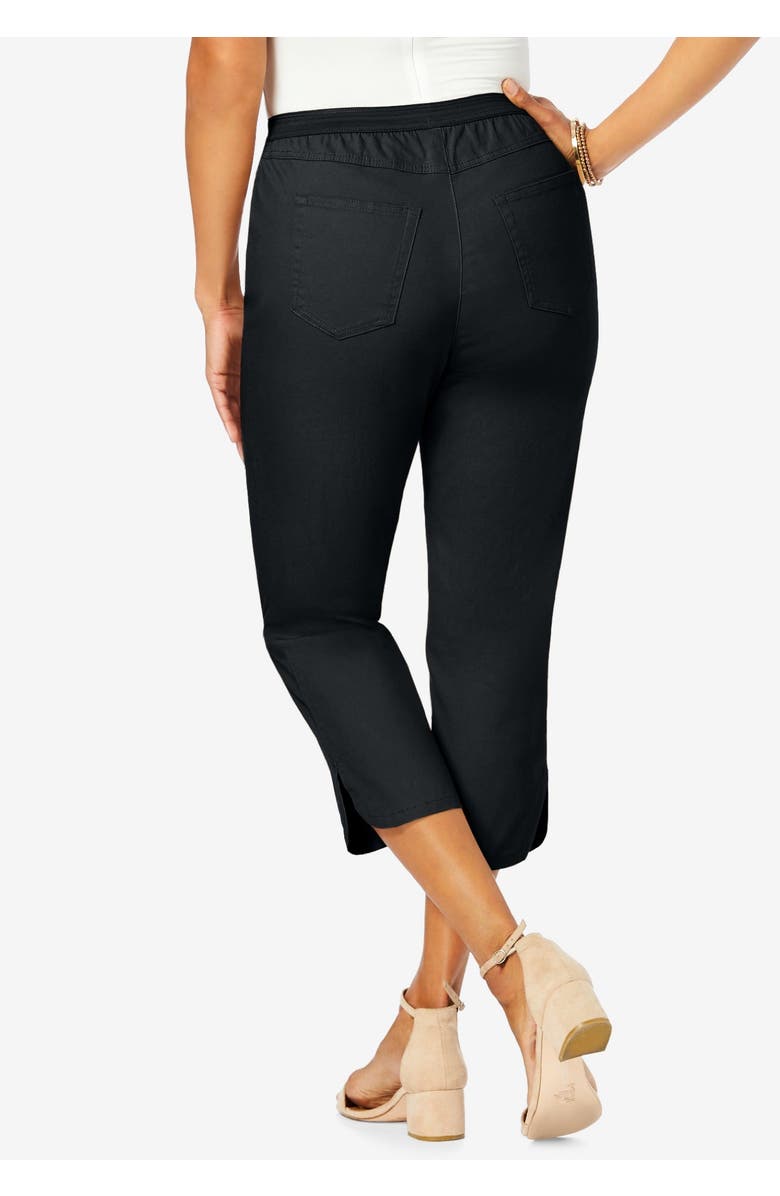 Jessica London Stretch Denim Crop Jeggings, Alternate, color, Black