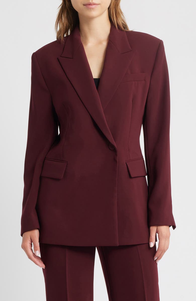 MANGO Iguana Double Breasted Blazer, Main, color, Maroon