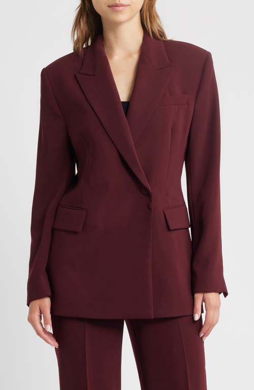 Mango Iguana Double Breasted Blazer In Burgundy