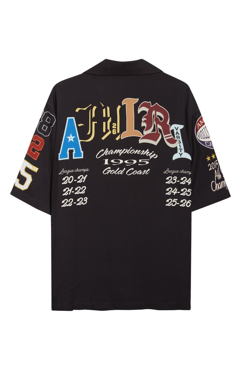AMIRI Varsity Patch Oversize Camp Shirt, Alternate, color, Black