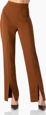 IVONNE Straight-Leg Trousers with Leg Slits