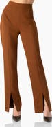 IVONNE Straight-Leg Trousers with Leg Slits