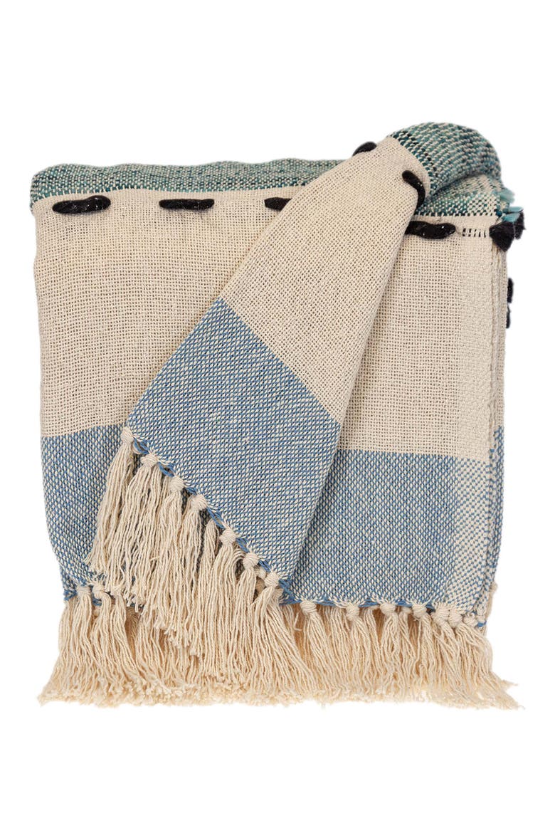 Inca Fringe Throw Blanket, Main, color, BLUE