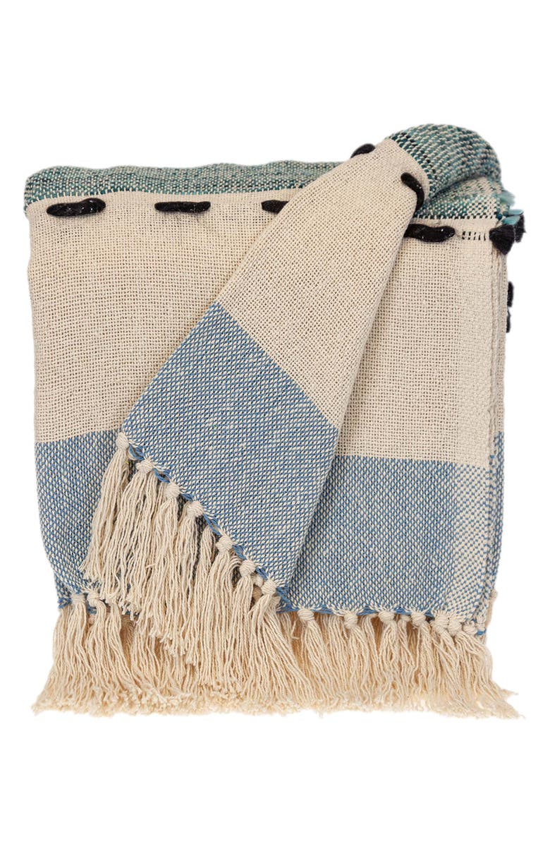 PARKLAND COLLECTION Inca Fringe Throw Blanket, Main, color, Blue