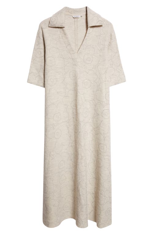 Marimekko Nietos Piirto Unikko Floral Wool Dress In Neutral