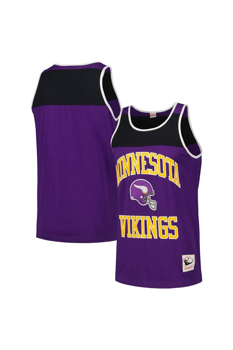 Men's Mitchell & Ness Purple/Black Minnesota Vikings  Heritage Colorblock Tank Top, Alternate, color, Purple