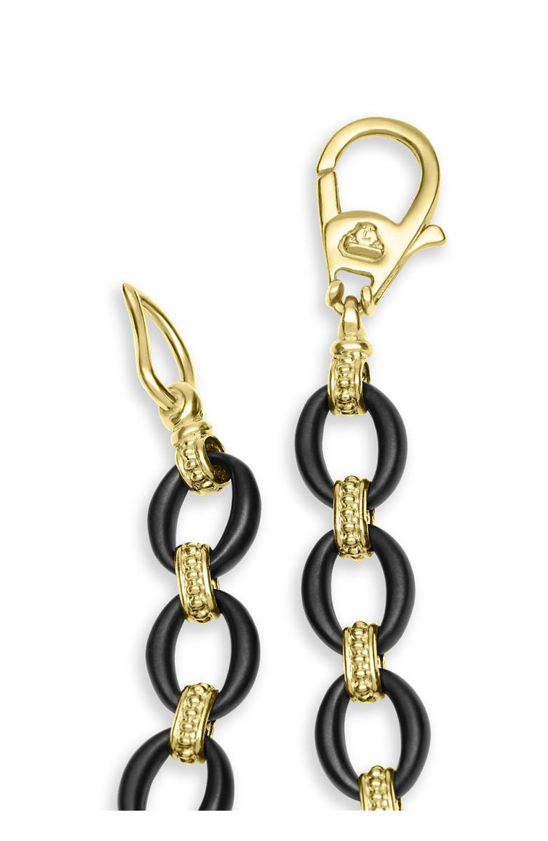 LAGOS Men's Anthem 18K Gold Matte Black Ceramic Oval Link Bracelet, Alternate, color, Black