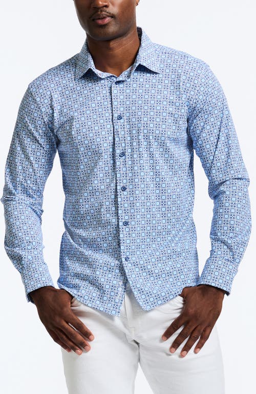 Shop Robert Graham Caspian Classic Fit Foulard Print Knit Button-up Shirt In Blue