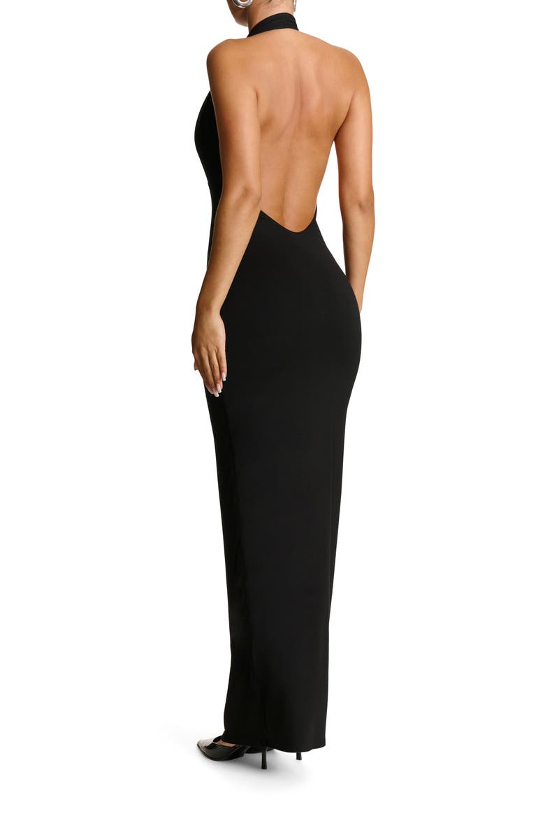 Butter Plunge Halter Maxi Dress, Alternate, color, BLACK