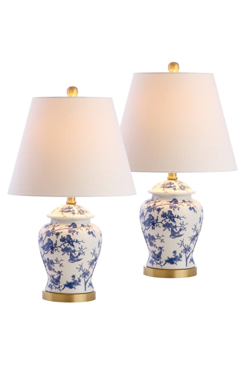 Penelope 22" French Country Cottage Ceramic/Iron Chinoiserie Ginger Jar LED Table Lamp, Alternate, color, Blue/White