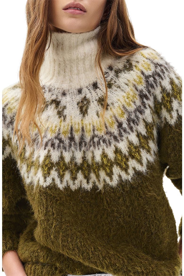 Beth Oversize Fair Isle Alpaca Blend Turtleneck Sweater, Alternate, color, ARMY MULTI