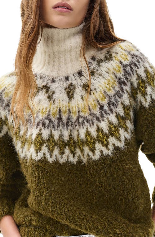 Rag & Bone Beth Oversize Fair Isle Alpaca Blend Turtleneck Sweater In Brown