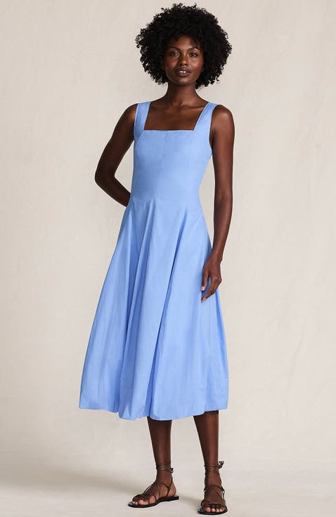 Sleeveless Cambric Bubble Hem Midi Dress