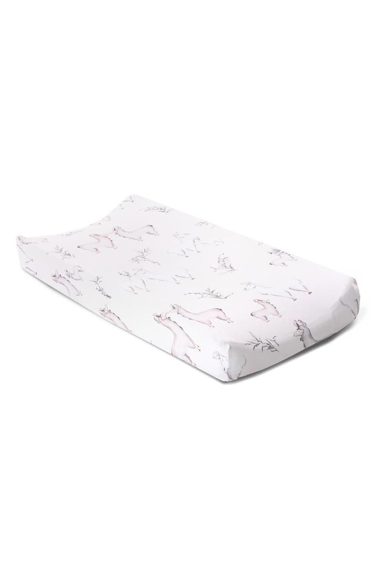 Oilo Llama Changing Pad Cover & Jersey Crib Sheet Set, Alternate, color, Neutral