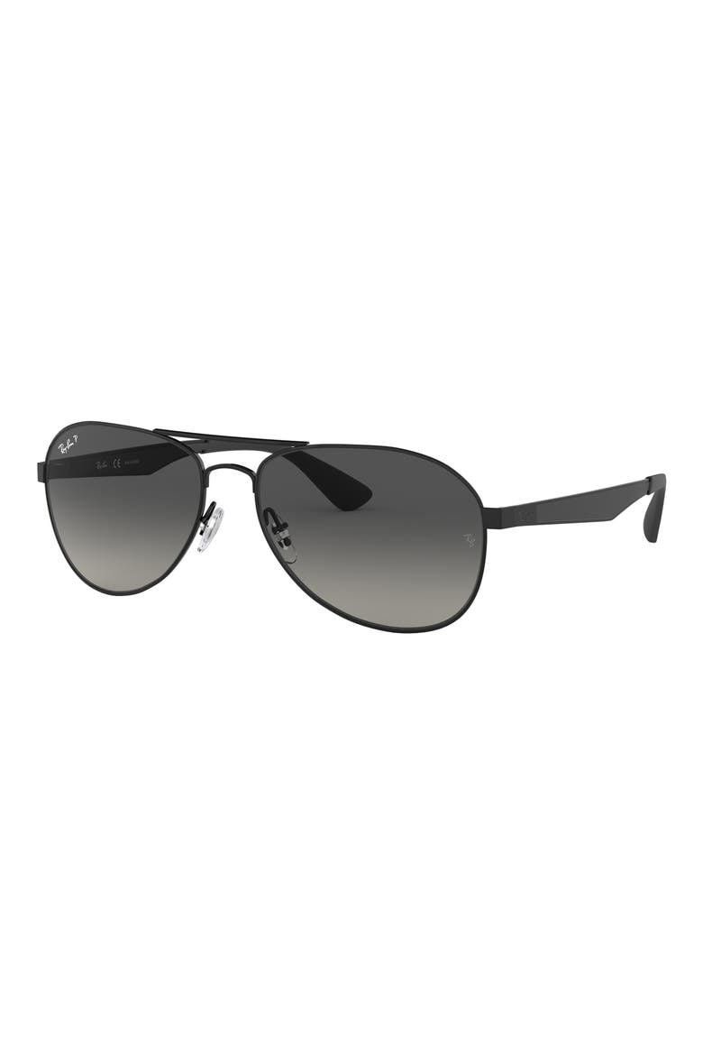 Unisex 58mm Gradient Aviator Sunglasses, Alternate, color, BLACK