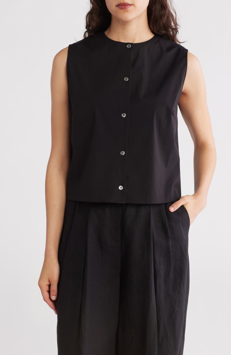 Theory Button Down Cotton Shell Tank Top, Main, color,