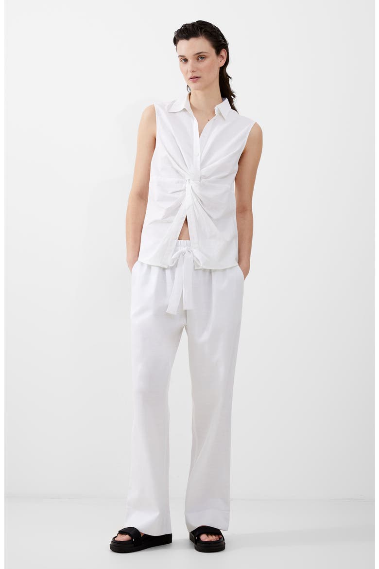 Twist Front Linen Blend Sleeveless Top, Alternate, color, SUMMER WHITE