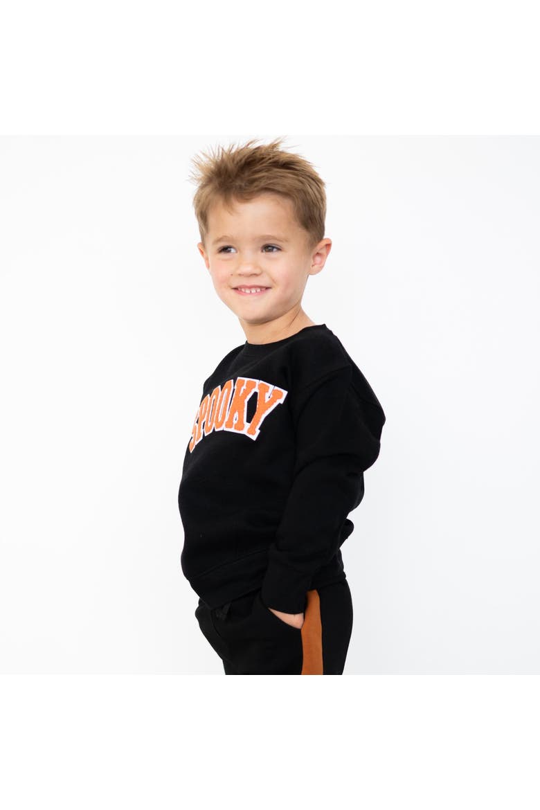 Spooky Orange Patch Halloween Sweatshirt, Alternate, color, Black