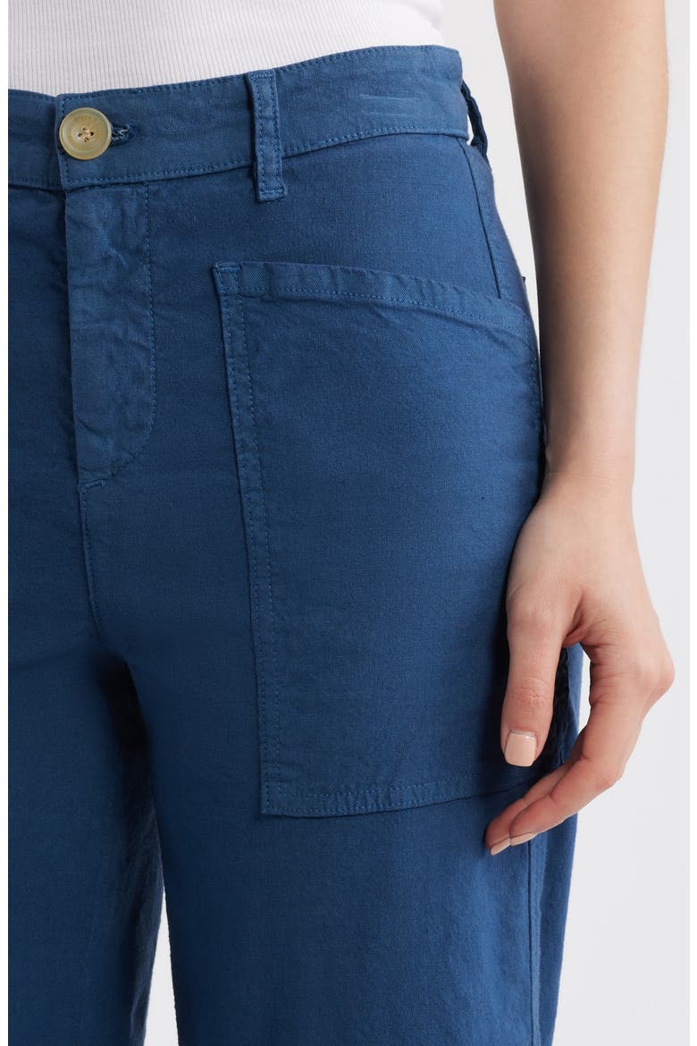 Stretch Cotton & Linen Crop Wide Leg Carpenter Pants, Alternate, color, SUMMER NAVY