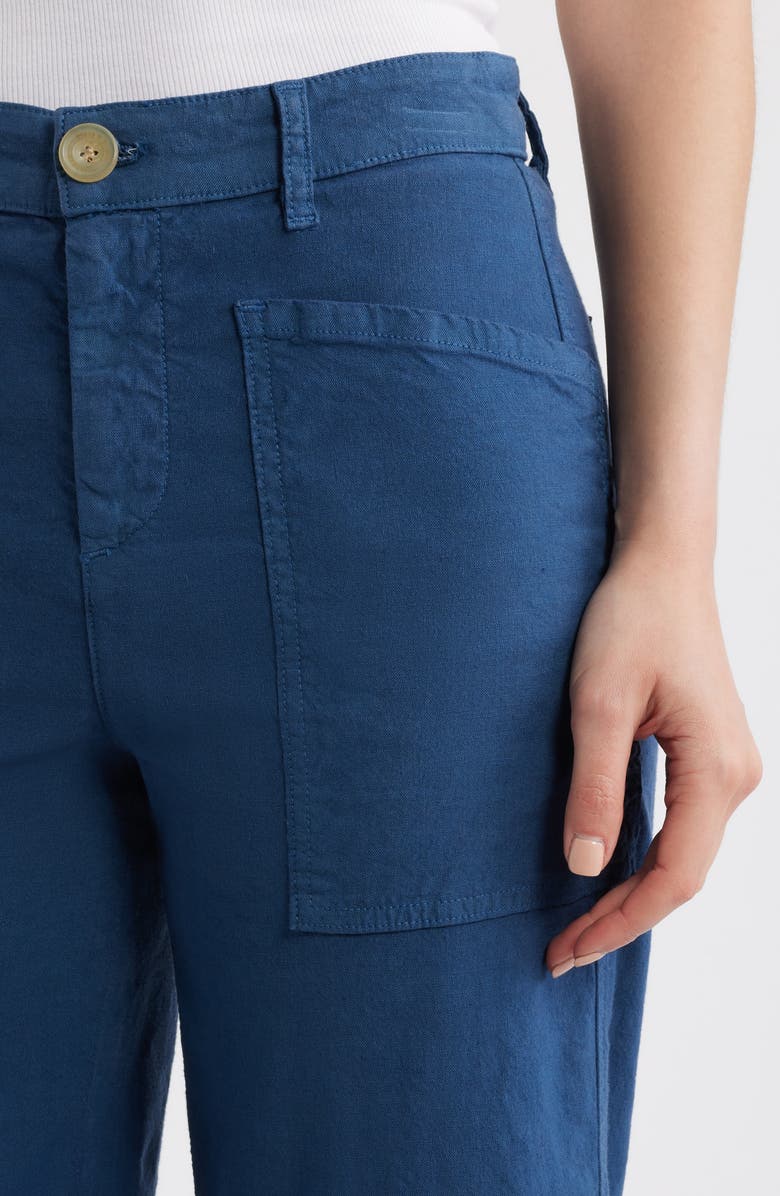 Frank & Eileen Stretch Cotton & Linen Crop Wide Leg Carpenter Pants, Alternate, color, Summer Navy