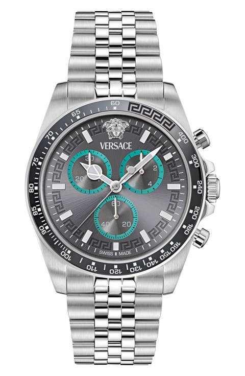 Greca Chronograph Wave Bracelet Watch, 43mm