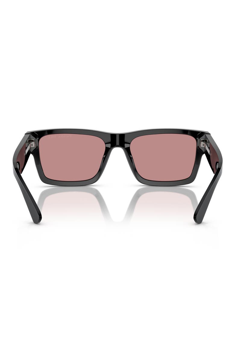 53mm Rectangular Polarized Sunglasses, Alternate, color, BLACK