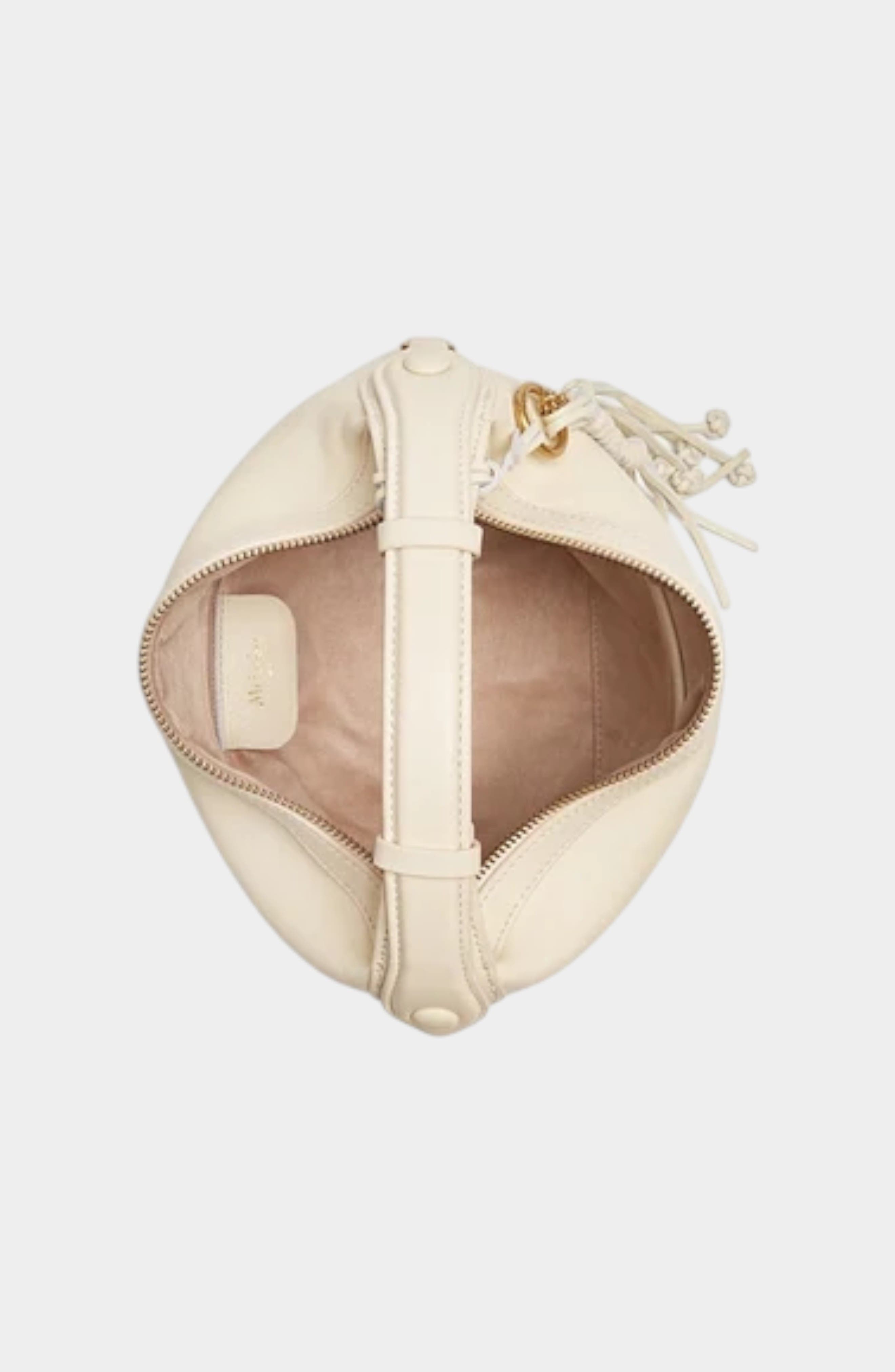 Camilla Genuine Sheep Leather Half Moon Bag, Alternate, color, Creamy White