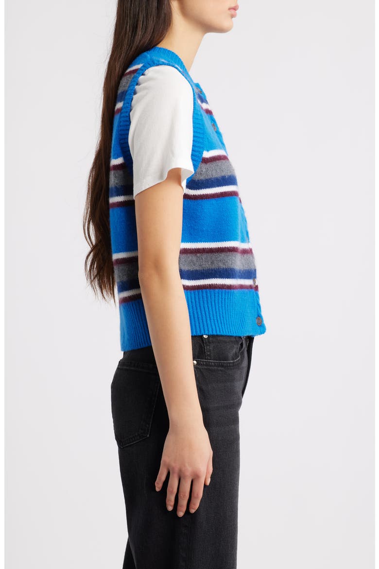 Sofie Stripe Merino Wool Button-Up Vest, Alternate, color, BLUE