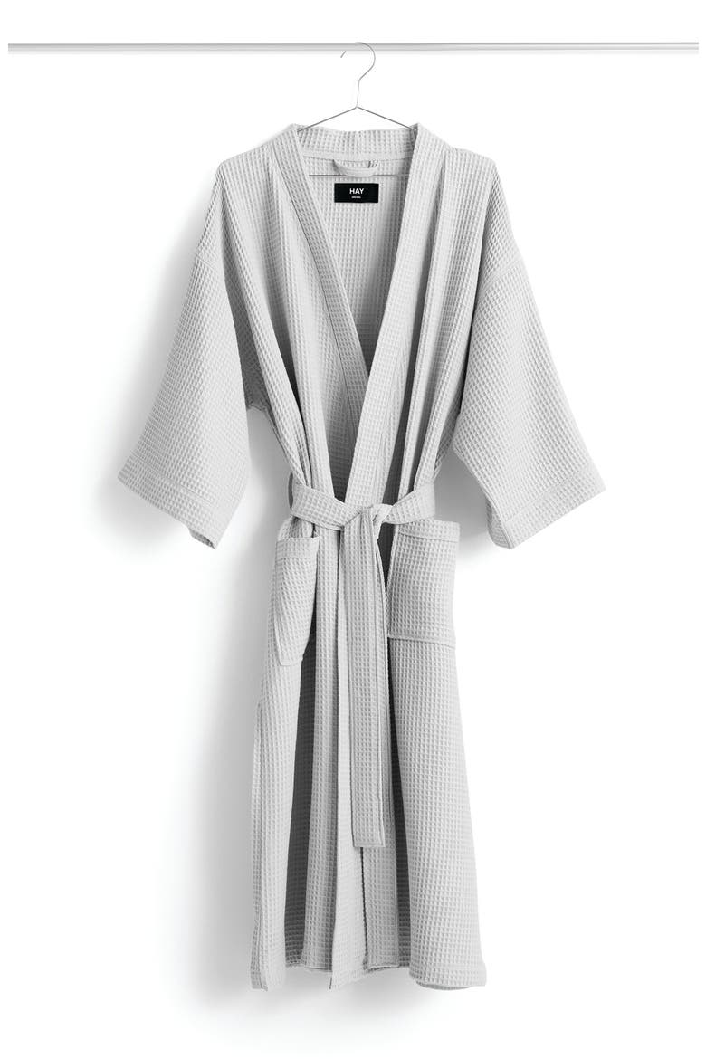 Gender Inclusive Colorblock Waffle Weave Robe, Alternate, color, GREY