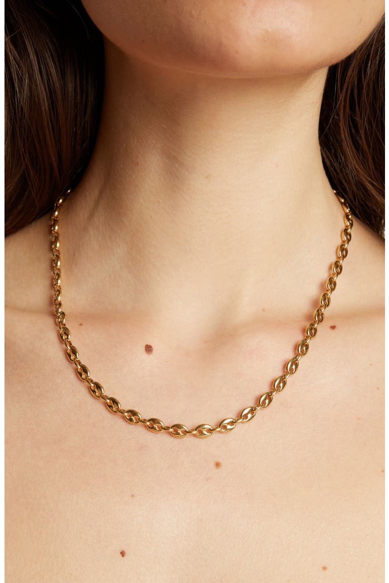 Puffed Mariner Chain Necklace, Alternate, color, Gold Plated Stainless Steel