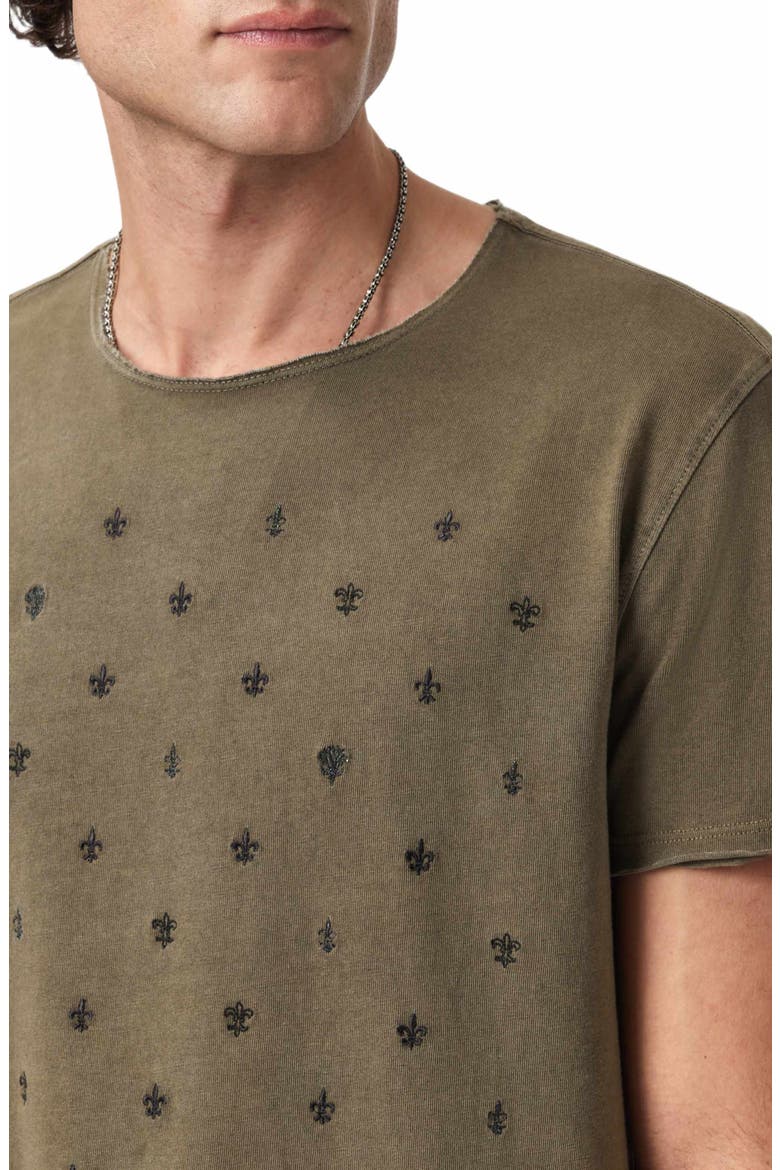 Fleur de Lis Embroidered T-Shirt, Alternate, color, EUCALYPTUS