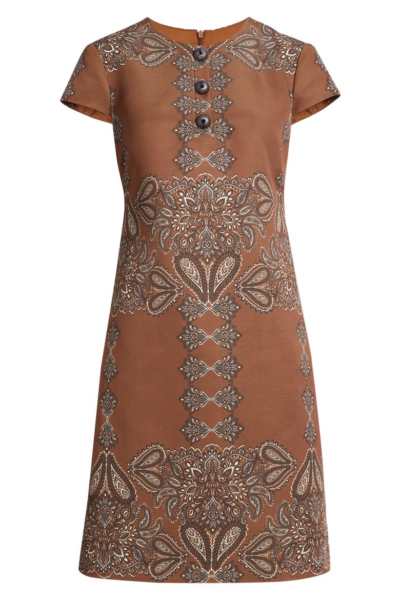 Paisley Print Shift Dress, Alternate, color, BROWN MULTI