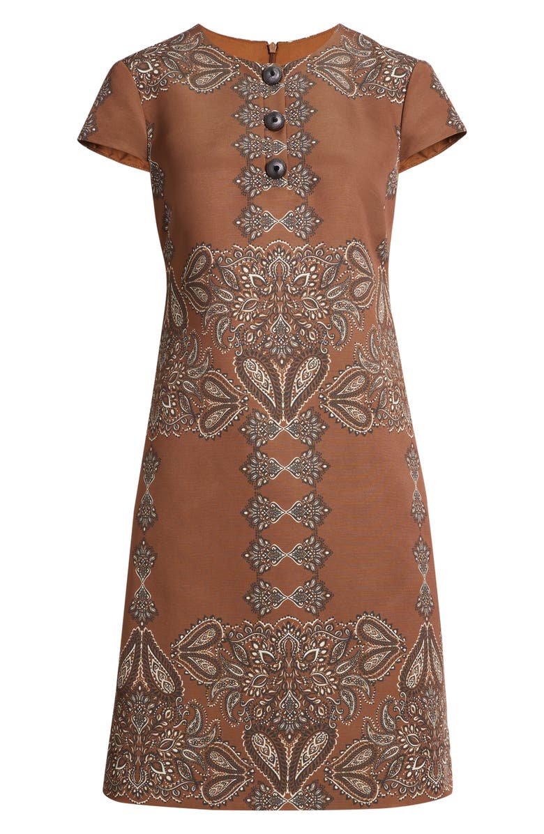 Vince Camuto Paisley Print Shift Dress, Alternate, color, Brown Multi