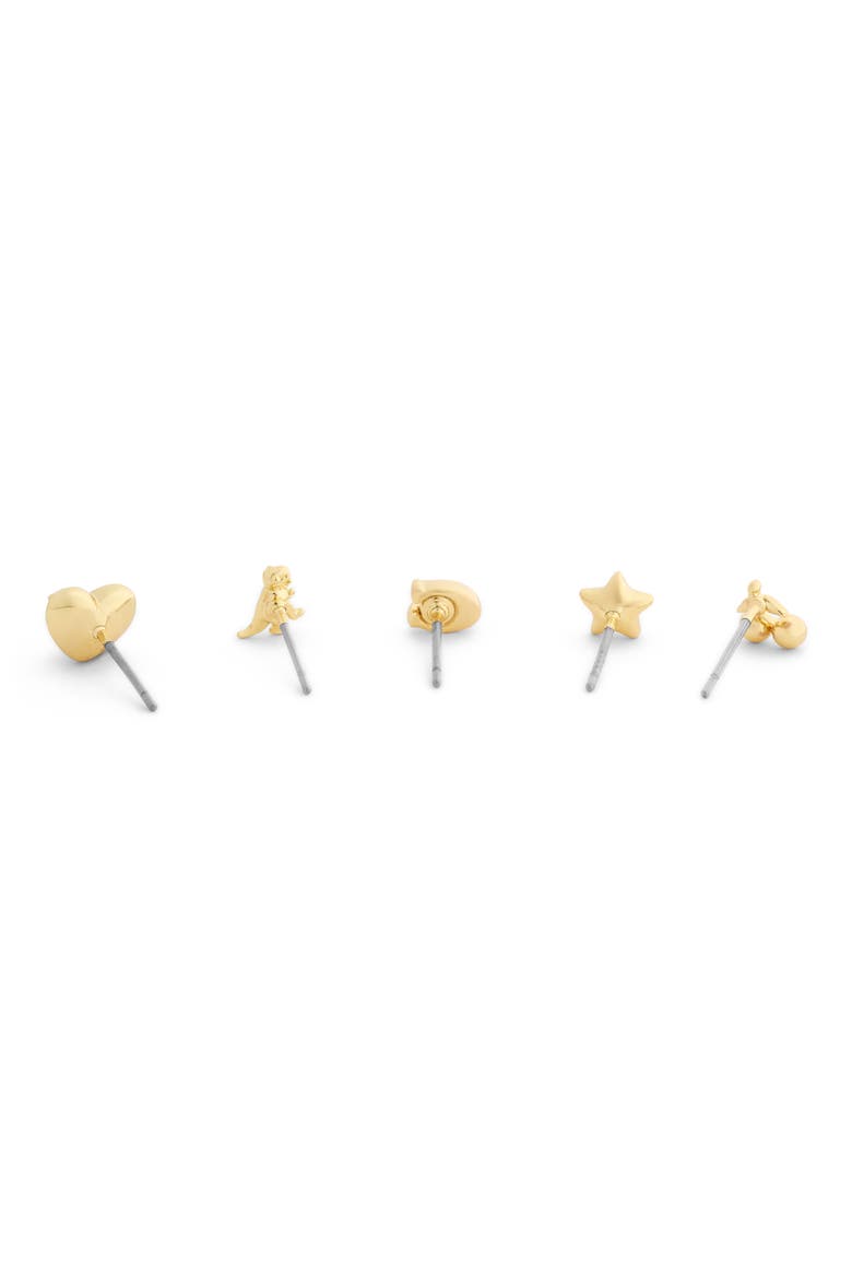 Mixed Classic Motif Set of 5 Stud Earrings, Alternate, color, GOLD