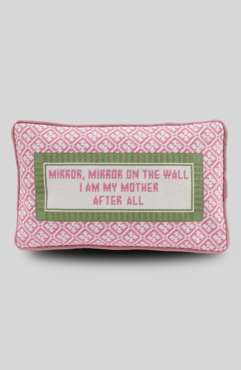 Furbish Mirror Mirror Needlepoint Pillow, Main, color, 