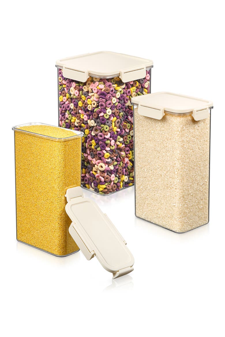 3-Pack Snap Lid Airtight Food Storage Container Set, Alternate, color, NO COLOR