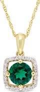 Julianna B. Gemstone & Diamond Square Halo Necklace 10K