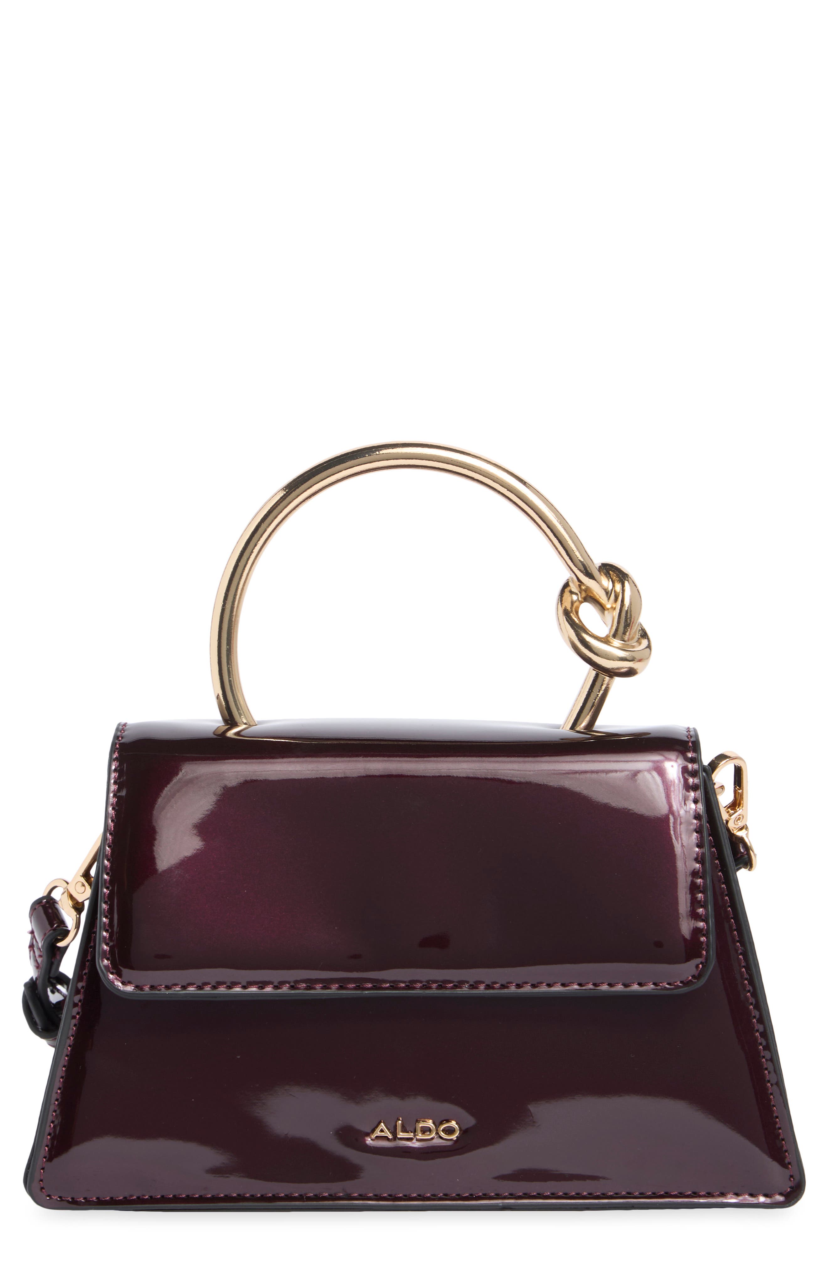 McKaley Faux Leather Handbag, Main, color, BORDO PATENT