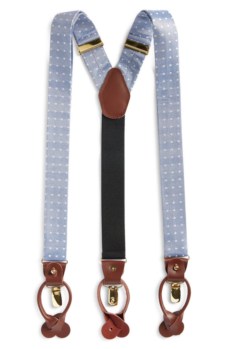 CLIFTON WILSON Light Blue Polka Dot Silk Suspenders, Main, color, 