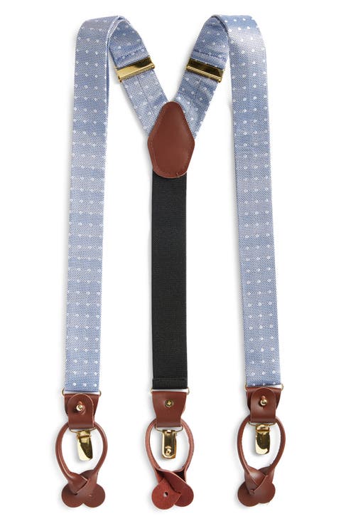 Light Blue Polka Dot Silk Suspenders