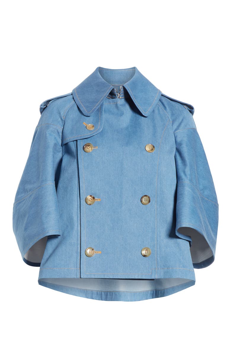 Short Denim Trench Jacket, Alternate, color, LIGHT INDIGO