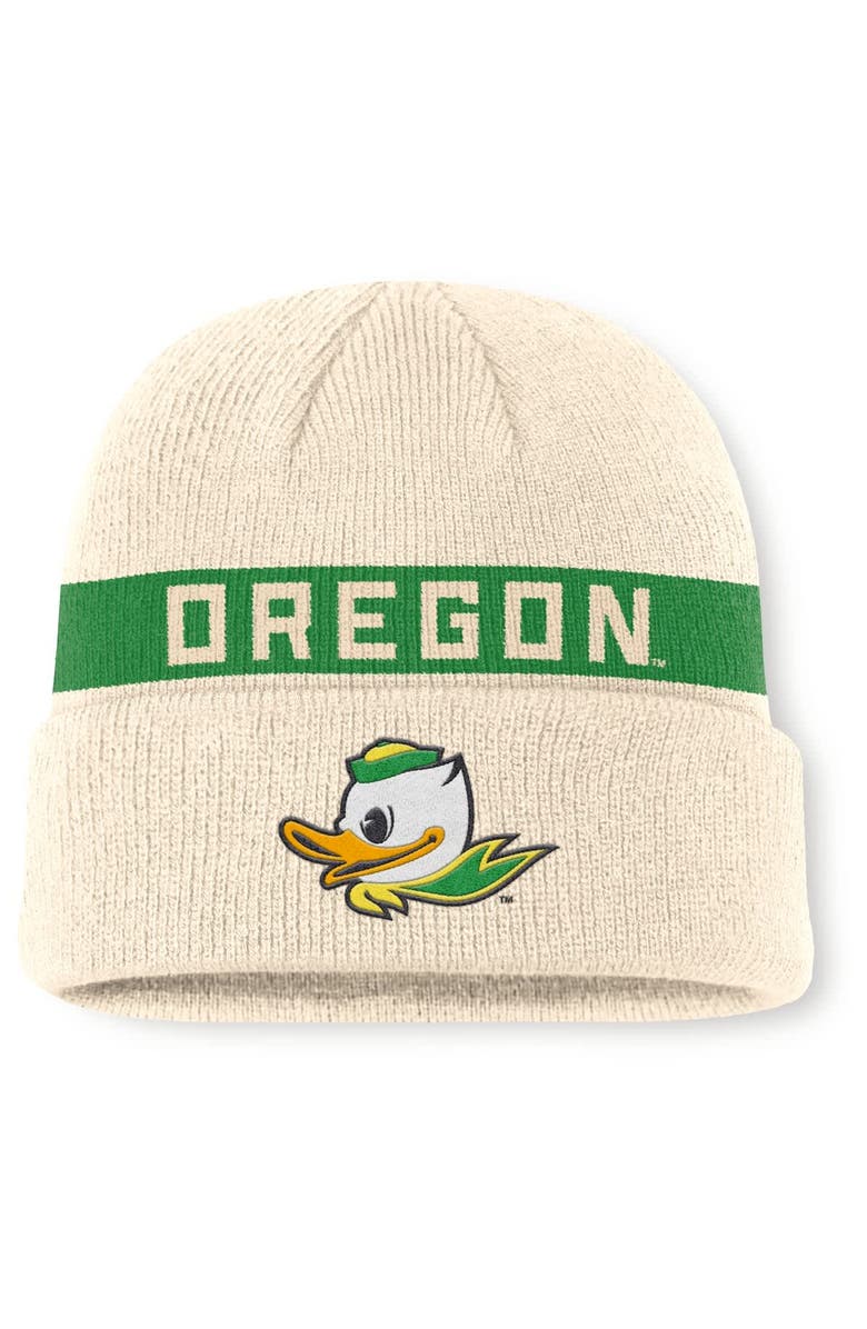 Nike Men's Nike Natural Oregon Ducks Peak Primetime Utility Cuffed Knit Hat, Main, color,