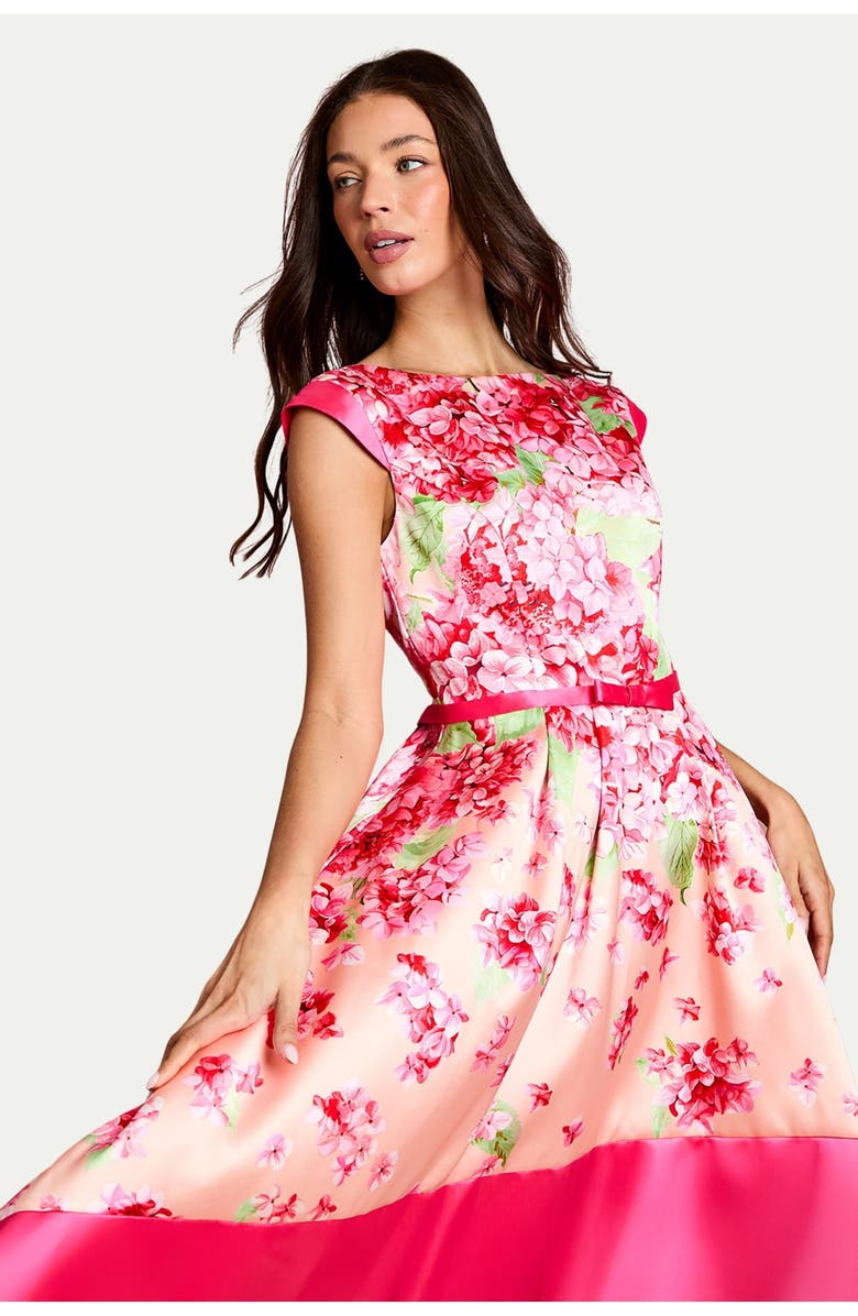 Coast Twill Hi-lo Floral Printed Midi Dress, Alternate, color, Blush