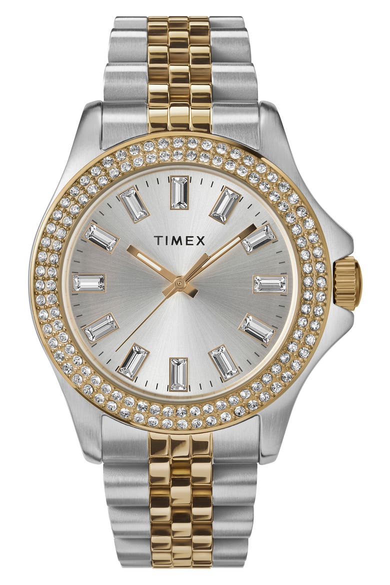 Kaia Crystal Two-Tone Bracelet Strap Watch, 38mm, Main, color, SILVER-TONE