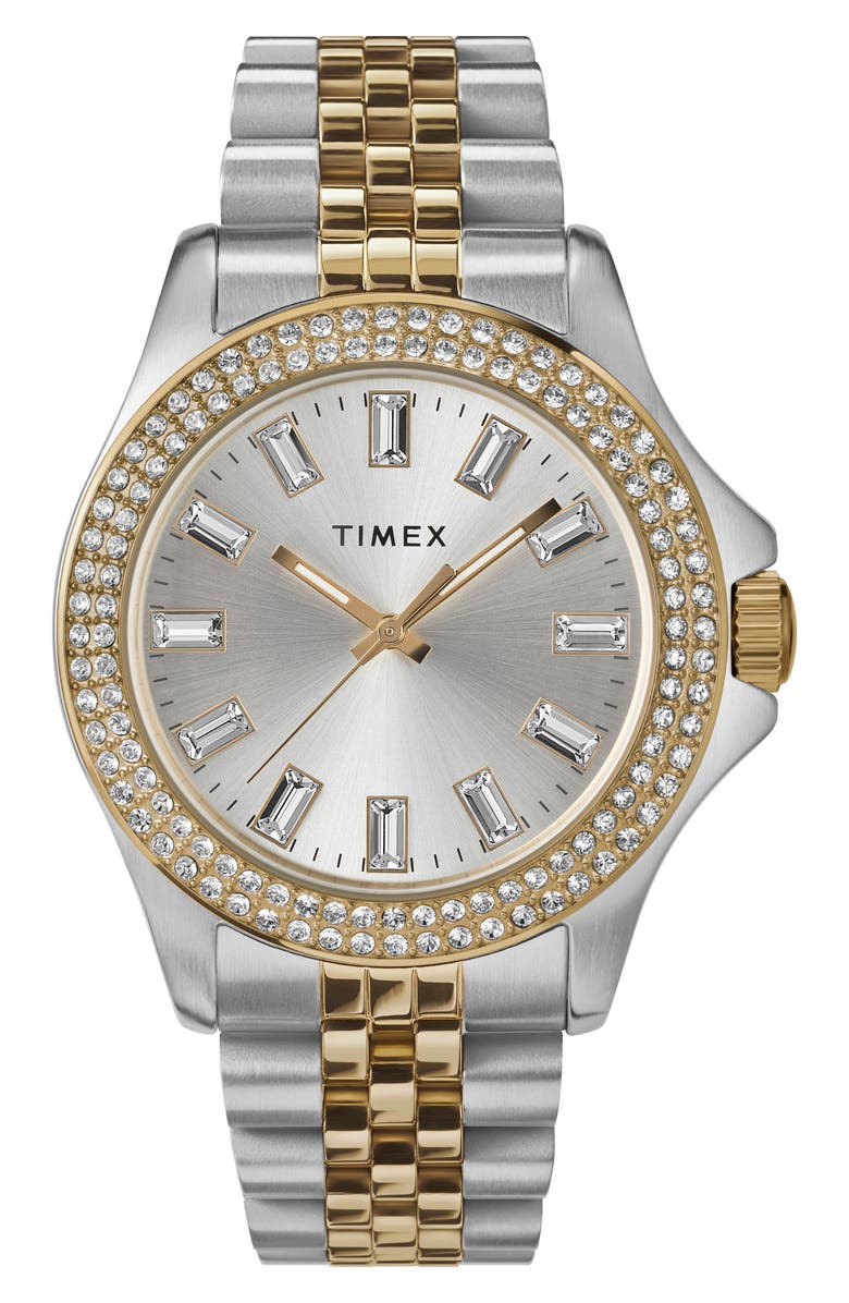 Timex<sup>®</sup> Kaia Crystal Two-Tone Bracelet Strap Watch, 38mm, Main, color, 