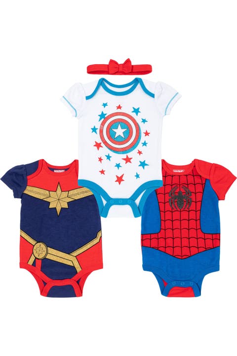 Avengers 3-Pack Bodysuits and Headband Set
